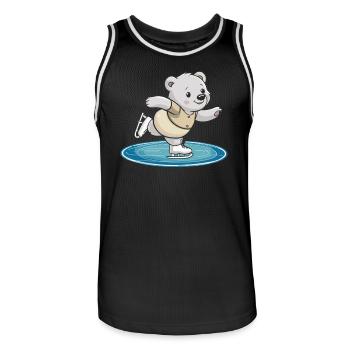 -skating bear on surface - Men's Basketball Jersey - black/white - Front - AI Model Male 185 dark (185cm)