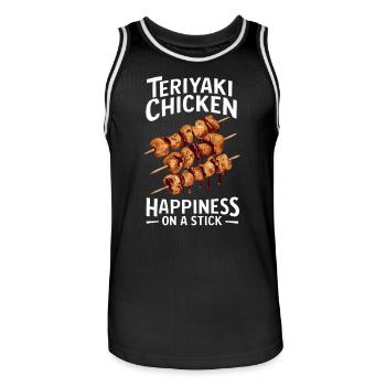 Poulet Teriyaki Bonheur Sur Un Bâton - Maillot de basket Homme - noir/blanc - Devant - AI Model Male 185 dark (185cm)