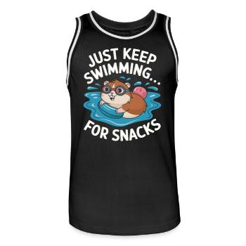 Hamster nageur : continuez à nager pendant - Maillot de basket Homme - noir/blanc - Devant - AI Model Male 185 dark (185cm)