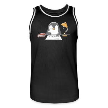 Schreibender Pinguin Writer Author Motiv - Männer Basketball-Trikot - Schwarz/Weiß - Vorne - AI Model Male 185 dark (185cm)