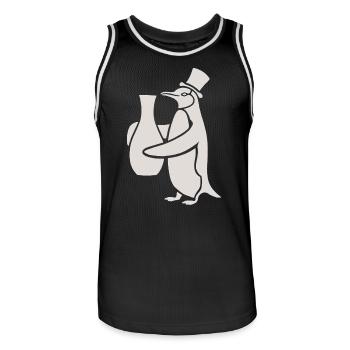 Penguin with Hat and Ceramic Vase Masterpiece - Men's Basketball Jersey - black/white - Front - AI Model Male 185 dark (185cm)