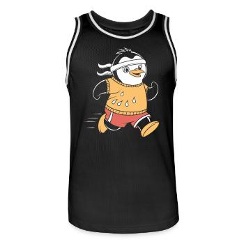 Sportlicher Pinguin Läufer Illustration - Männer Basketball-Trikot - Schwarz/Weiß - Vorne - AI Model Male 185 dark (185cm)