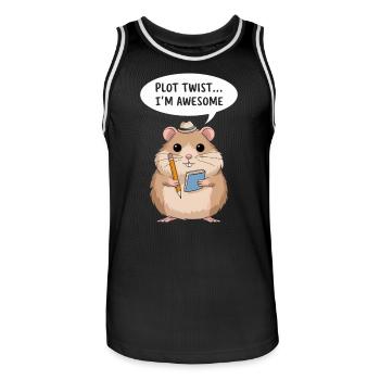 Hamster Autor: Plot Twist... Ich Bin Großartig - Männer Basketball-Trikot - Schwarz/Weiß - Vorne - AI Model Male 185 dark (185cm)