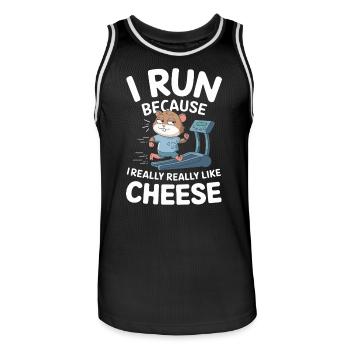 I run 'cause I like cheese funny hamster - Men's Basketball Jersey - black/white - Front - AI Model Male 185 dark (185cm)