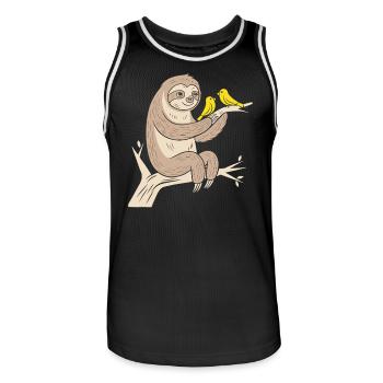 Cozy sloth with birds illustration - Men's Basketball Jersey - black/white - Front - AI Model Male 185 dark (185cm)