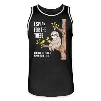 Je parle pour les arbres : un design militant écologiste - Maillot de basket Homme - noir/blanc - Devant - AI Model Male 185 dark (185cm)