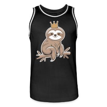 Royal sloth on the branch with crown - Men's Basketball Jersey - black/white - Front - AI Model Male 185 dark (185cm)