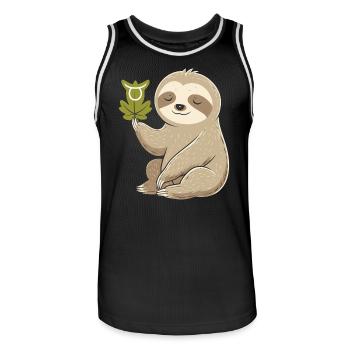 Cozy bull zodiac sloth with leaf - Men's Basketball Jersey - black/white - Front - AI Model Male 185 dark (185cm)