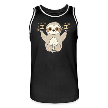 Gemini Zodiac Sign Sloth Magical and - Men's Basketball Jersey - black/white - Front - AI Model Male 185 dark (185cm)