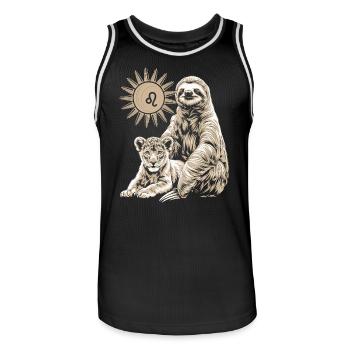 Löwe Sternzeichen Faultier unter der Sonne - Männer Basketball-Trikot - Schwarz/Weiß - Vorne - AI Model Male 185 dark (185cm)