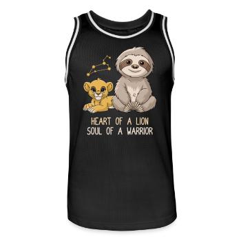 Signe du zodiaque Lion paresseux Cœur d’une âme Lion - Maillot de basket Homme - noir/blanc - Devant - AI Model Male 185 dark (185cm)