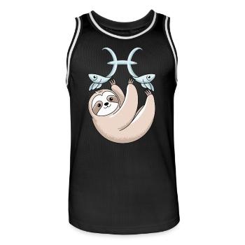 Fische Sternzeichen Faultier mit Zwei Fischen - Männer Basketball-Trikot - Schwarz/Weiß - Vorne - AI Model Male 185 dark (185cm)