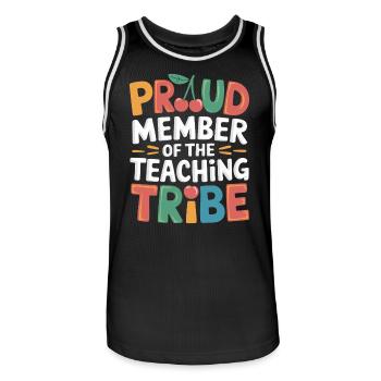Fier membre de la tribu des enseignants - Maillot de basket Homme - noir/blanc - Devant - AI Model Male 185 dark (185cm)