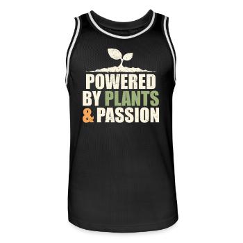 Propulsé par les plantes et la passion : végétalien - Maillot de basket Homme - noir/blanc - Devant - AI Model Male 185 dark (185cm)