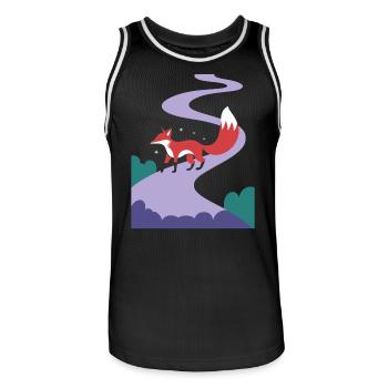 Fox On the Magical Path of Fantasy Escape - Men's Basketball Jersey - black/white - Front - AI Model Male 185 dark (185cm)