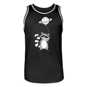 Évasion ludique avec raton laveur et ballon planète - Maillot de basket Homme - noir/blanc - Devant - AI Model Male 185 dark (185cm)
