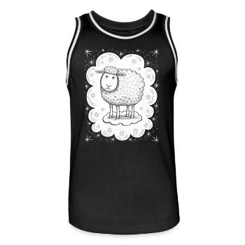 Dream Sheep on Cloud - Playful Escape - Men's Basketball Jersey - black/white - Front - AI Model Male 185 dark (185cm)
