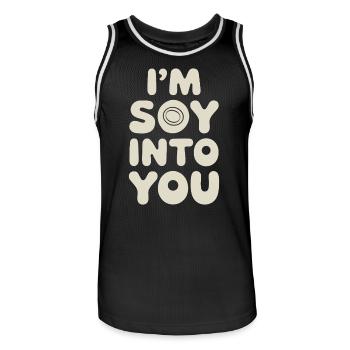 Ich Bin Total In Soja Verliebt – Vegan Vegetarisch - Männer Basketball-Trikot - Schwarz/Weiß - Vorne - AI Model Male 185 dark (185cm)