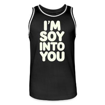Je suis amoureux de toi végétalien végétarien - Maillot de basket Homme - noir/blanc - Devant - AI Model Male 185 dark (185cm)