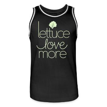 Lettuce Love More Vegan Vegetarier Botschaft - Männer Basketball-Trikot - Schwarz/Weiß - Vorne - AI Model Male 185 dark (185cm)