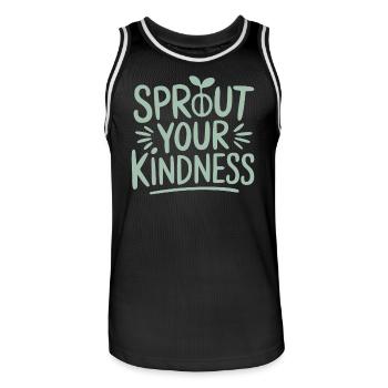 Let Your Kindness Grow - Vegan - Men's Basketball Jersey - black/white - Front - AI Model Male 185 dark (185cm)