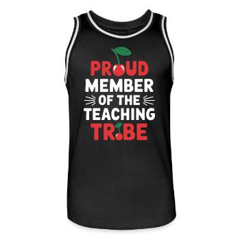 Fier membre de la tribu des enseignants - Maillot de basket Homme - noir/blanc - Devant - AI Model Male 185 dark (185cm)