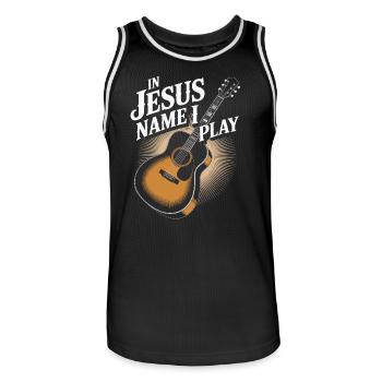 Im Namen Jesu Spiele Ich Gitarre - Männer Basketball-Trikot - Schwarz/Weiß - Vorne - AI Model Male 185 dark (185cm)