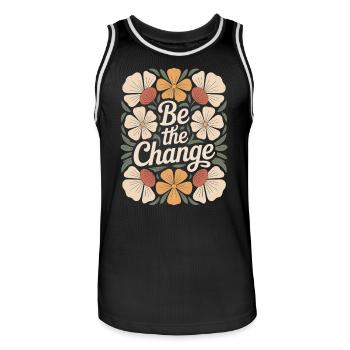 Boho Blume Vintage Motivationszitat Design Be the - Männer Basketball-Trikot - Schwarz/Weiß - Vorne - AI Model Male 185 dark (185cm)