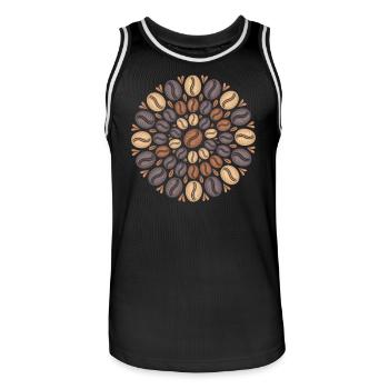 Coffee Boho Mandala Coffee Bean Pattern - Men's Basketball Jersey - black/white - Front - AI Model Male 185 dark (185cm)