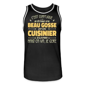 Handsome Man Cook - Men's Basketball Jersey - black/white - Front - AI Model Male 185 dark (185cm)