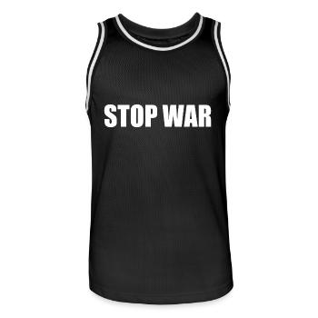 Stop war - Männer Basketball-Trikot - Schwarz/Weiß - Vorne - AI Model Male 185 dark (185cm)