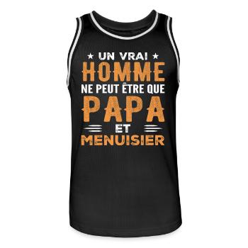 Ein richtiger Mann ist nur ein Vater und ein Schreiner - Männer Basketball-Trikot - Schwarz/Weiß - Vorne - AI Model Male 185 dark (185cm)