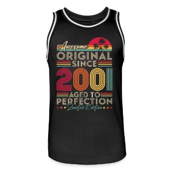 2001 Vintage Original Retro Geburtstagsgeschenk - Männer Basketball-Trikot - Schwarz/Weiß - Vorne - AI Model Male 185 dark (185cm)