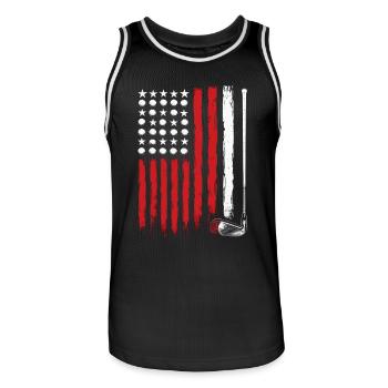 Amerikanische Flagge Golf Golfer Lustiger Golf Club Golfen - Männer Basketball-Trikot - Schwarz/Weiß - Vorne - AI Model Male 185 dark (185cm)