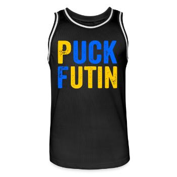 Puck futin - Men's Basketball Jersey - black/white - Front - AI Model Male 185 dark (185cm)