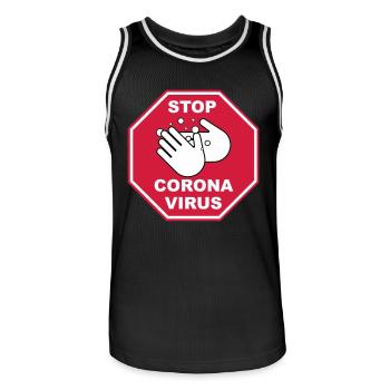 Stop Corona Virus - Men's Basketball Jersey - black/white - Front - AI Model Male 185 dark (185cm)
