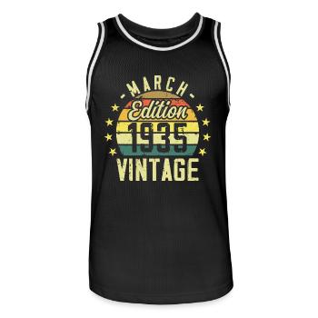 Vintage mars 1935 vintage cadeau anniversaire 1935 - Maillot de basket Homme - noir/blanc - Devant - AI Model Male 185 dark (185cm)