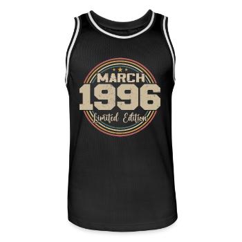 Awesome seit März 1996 Geburtstag 1996 Geschenk - Männer Basketball-Trikot - Schwarz/Weiß - Vorne - AI Model Male 185 dark (185cm)