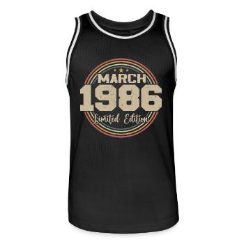 Awesome Since March 1986 Birthday 1986 Gift - Men's Basketball Jersey - black/white - Front - AI Model Male 185 dark (185cm)