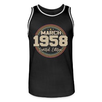 Awesome Since March 1958 Birthday 1958 Gift - Men's Basketball Jersey - black/white - Front - AI Model Male 185 dark (185cm)