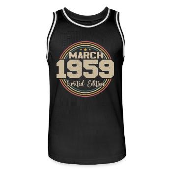Awesome seit März 1959 Geburtstag 1959 Geschenk - Männer Basketball-Trikot - Schwarz/Weiß - Vorne - AI Model Male 185 dark (185cm)