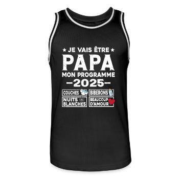 Je vais être papa mon programme en 2025 - Maillot de basket Homme - noir/blanc - Devant - AI Model Male 185 dark (185cm)