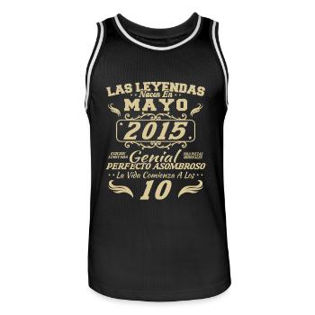 May 2015 Vintage Birthday Gift - Men's Basketball Jersey - black/white - Front - AI Model Male 185 dark (185cm)
