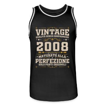 18 Jahre 2008 Vintage Retro Geburtstagsgeschenk - Männer Basketball-Trikot - Schwarz/Weiß - Vorne - AI Model Male 185 dark (185cm)