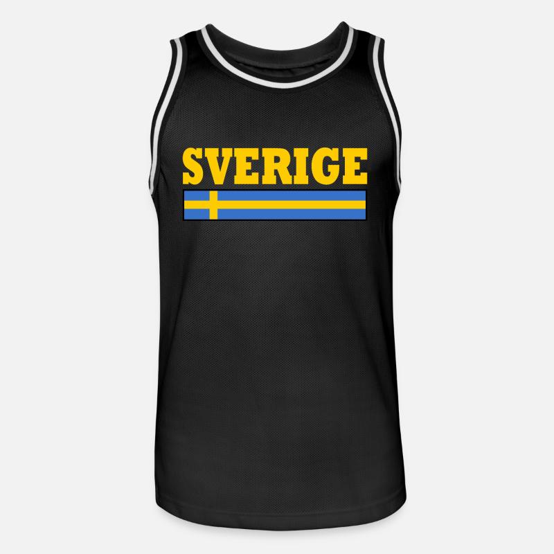 Sverige - Maglia da basket per uomo - nero/bianco