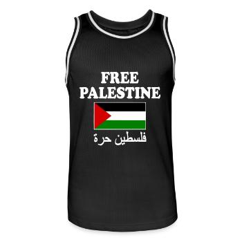 Free palestine - Maillot de basket Homme - noir/blanc - Devant - AI Model Male 185 dark (185cm)