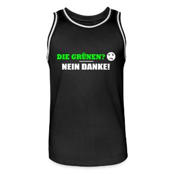 DIE GRÜNEN NEIN DANKE - Männer Basketball-Trikot - Schwarz/Weiß - Vorne - AI Model Male 185 dark (185cm)