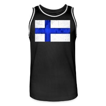 Finland Flag - Men's Basketball Jersey - black/white - Front - AI Model Male 185 dark (185cm)