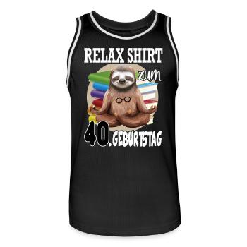 Relax Faultier Geburtstag 40 Jahre Sloth Lustig - Männer Basketball-Trikot - Schwarz/Weiß - Vorne - AI Model Male 185 dark (185cm)