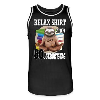 Relax Faultier Geburtstag 80 Jahre Sloth Lustig - Männer Basketball-Trikot - Schwarz/Weiß - Vorne - AI Model Male 185 dark (185cm)